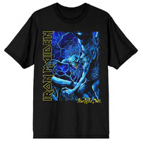Iron Maiden Fear Of The Dark Blue Tone Eddie Vertical Logo Shirt