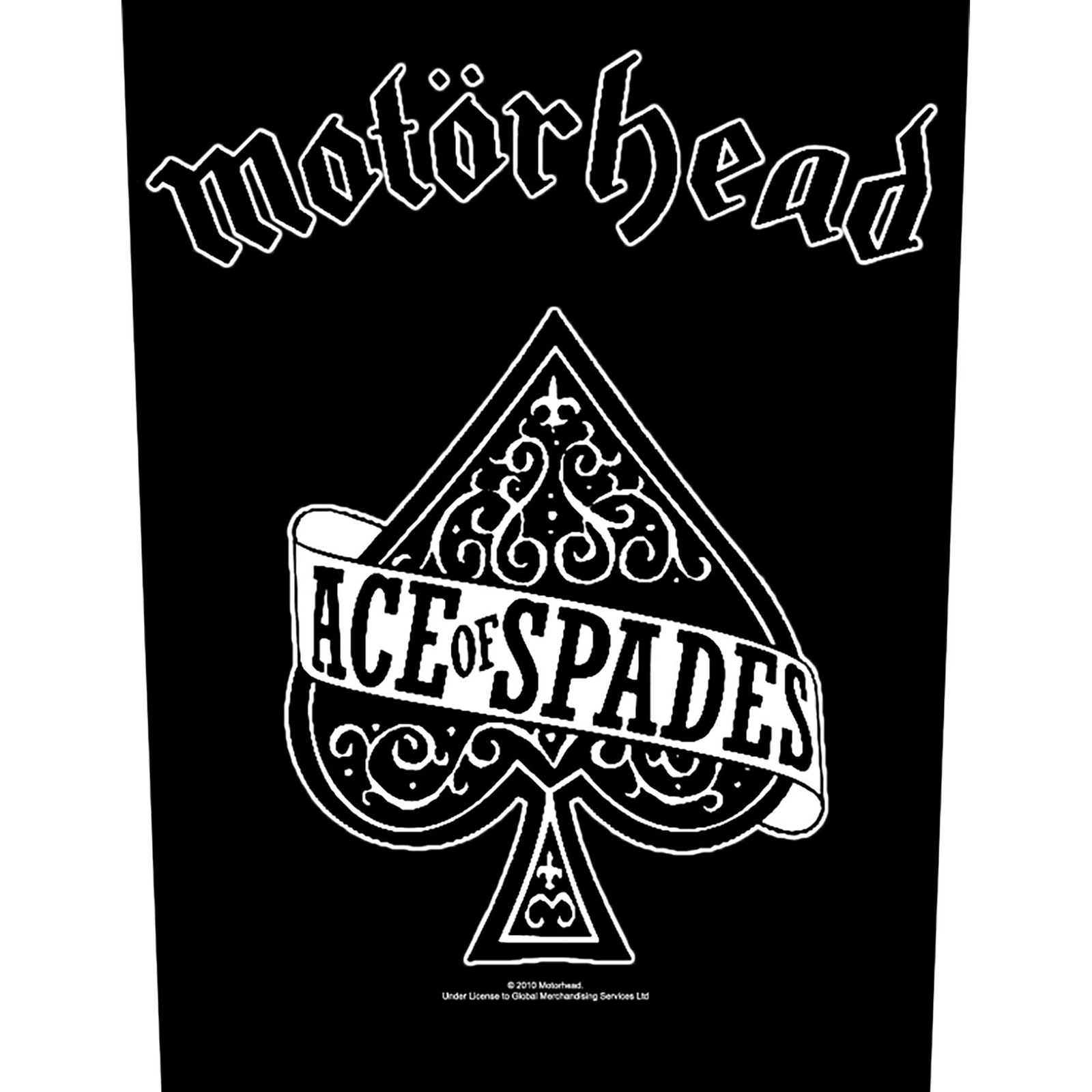 10" x 10" ACE OF SPADES with SKULL BACK PATCH 26CM x 26CM 