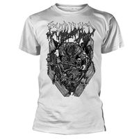 Exhumed Casket Crusher White Black Logo Shirt