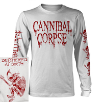 Cannibal Corpse Butchered At Birth Baby White Long Sleeve Shirt
