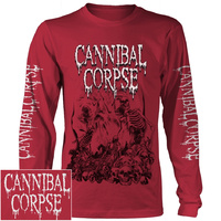 Cannibal Corpse Pile Of Skulls Red Long Sleeve Shirt