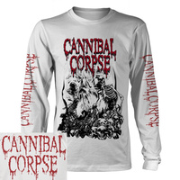 Cannibal Corpse Pile Of Skulls White Long Sleeve Shirt