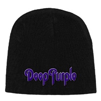 Deep Purple Logo Embroidered Beanie Hat