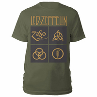 Led Zeppelin Gold Symbols Green Shirt