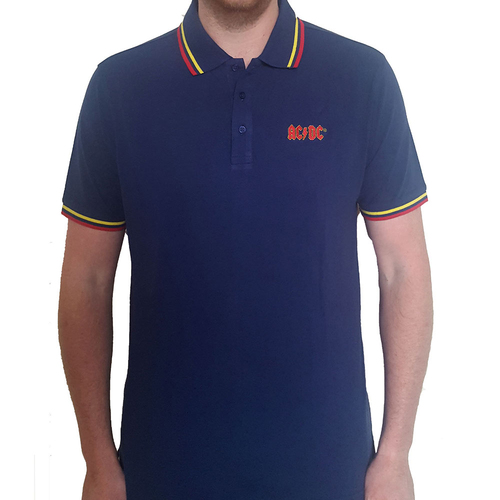 AC/DC Classic Logo Uni Navy Blue Polo [Size: S]