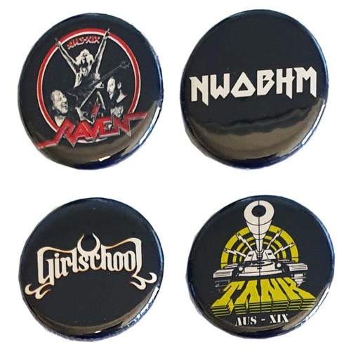 Tank Raven Girlschool NWOBHM Button Badge Pack