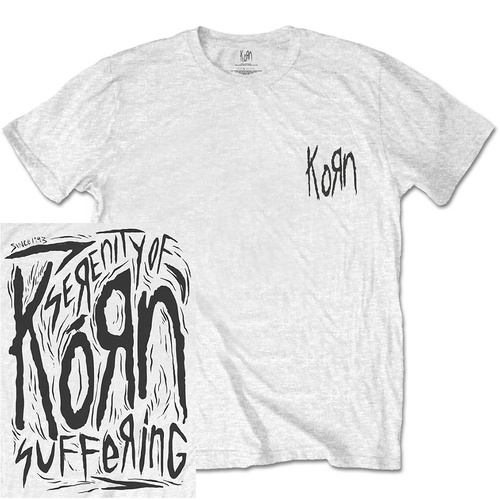 Korn Scratched Type White Shirt [Size: XXL]