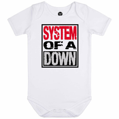 System Of A Down Logo White Organic Baby Bodysuit [Size: Black 68/74 (6–12 months)]