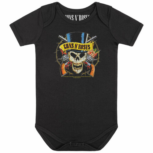 Guns N Roses Tophat Baby Organic Bodysuit [Size: Black 68/74 (6–12 months)]