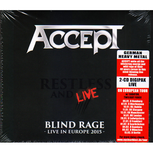 Accept Restless And Live 2 CD Blind Rage Live in Europe 2015