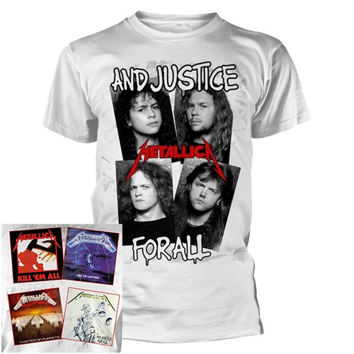 Metallica Justice Faces First Four Albums White Shirt [Size: XXL]