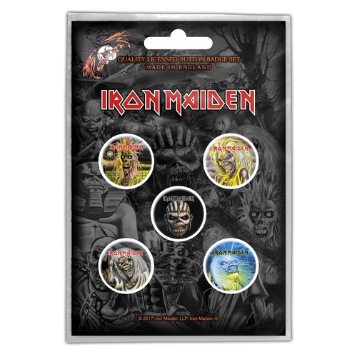 Iron Maiden Faces Of Eddie Button Badge Pack