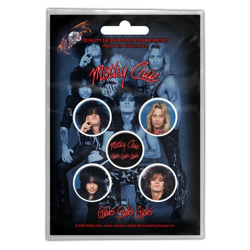 Motley Crue Girls Girls Girls Button Badge Pack