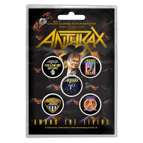 Anthrax Among The Living 5 Button Badge Set