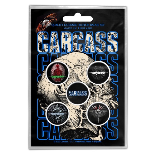 Carcass Necro Head Button Badge Set