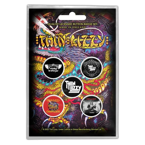 Thin Lizzy Chinatown 5 Button Badge Set