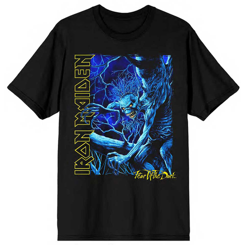 Iron Maiden Fear Of The Dark Blue Tone Eddie Vertical Logo Shirt [Size: S]