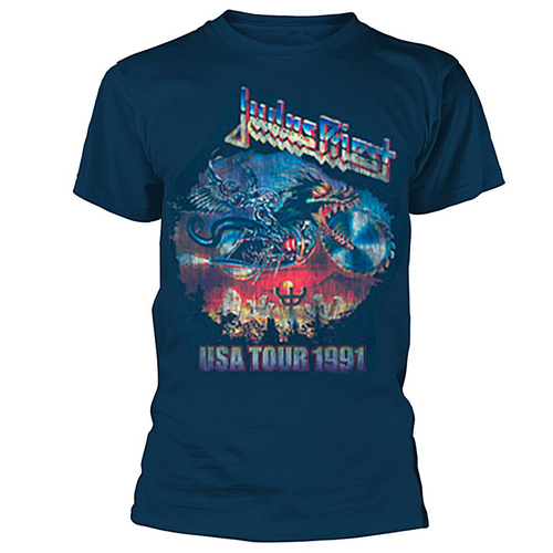 Judas Priest Painkiller US Tour 91 Navy Shirt [Size: L]