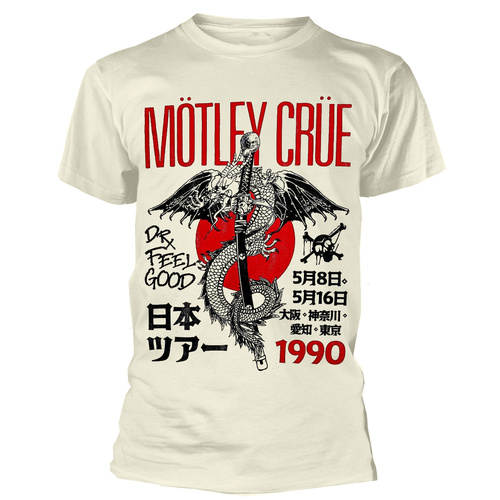 Motley Crue Dr Feelgood Japan Tour 1990 Beige Shirt [Size: S]