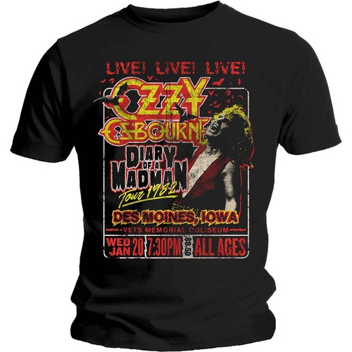 Ozzy Osbourne Diary Of A Madman Iowa Tour Shirt [Size: M]