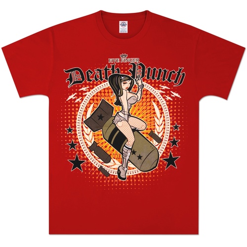 Five Finger Death Punch Bomber Girl Red Shirt [Size: M]
